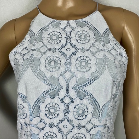 NEW SAYLOR REVOLVE BLUE LACE BACKLESS ROMPER - Picture 3 of 8